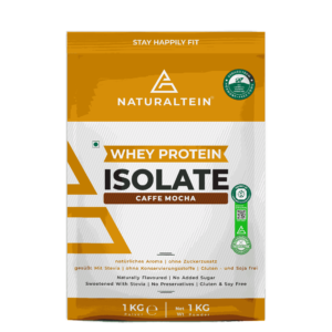 100% Natural Whey Protein Isolate – Caffe Mocha – 1Kg (Naturally Flavoured, GMO Free, Gluten Free, 25.6g Protein)